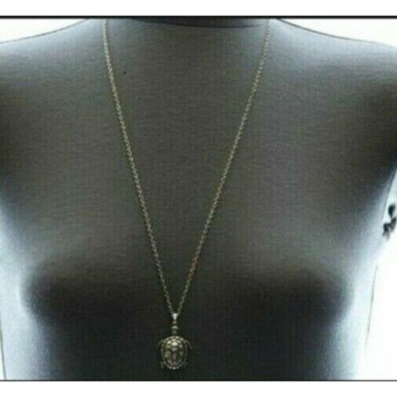 Gold Sea Turtle Necklace Plated 28-30" Burnished Sea Life Nautical Island - Picture 3 of 4